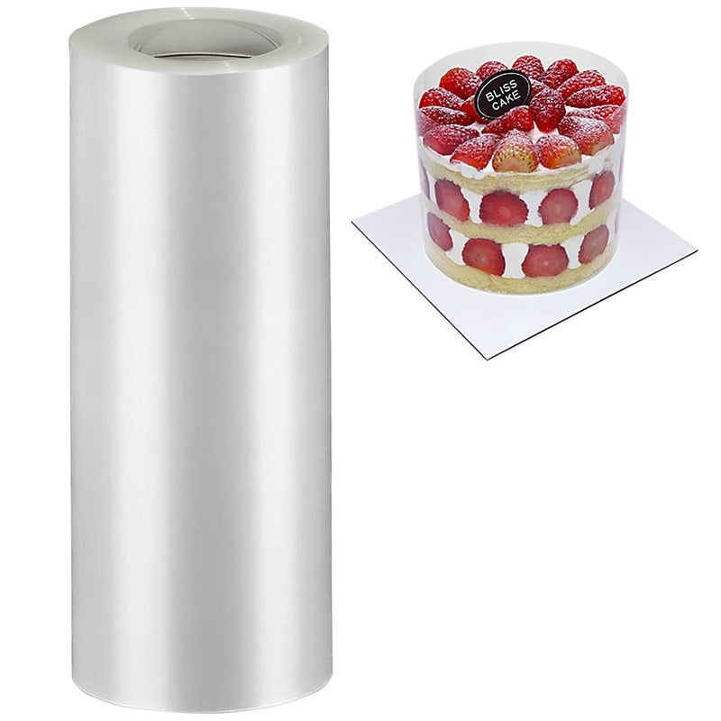 BYKITCHEN 8 Inch Cake Collars  Clear Transparent Cake Acetate Sheet Roll for Chocolate Mousse DIY Decorating Length 394in