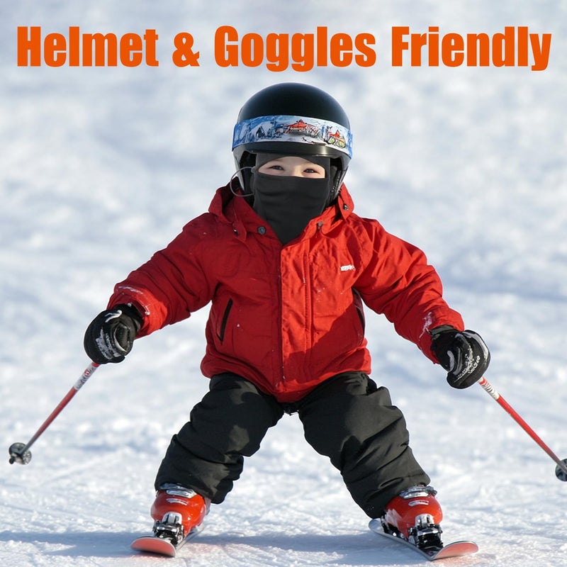 Labeol 2 Pack Kids Balaclava Ski Mask, Winter Face Mask for Boys Girls, Windproof Face Cover with Adjustable Drawstring (US, Age, 8 Years, 15 Years, Black+Black) - Image 5