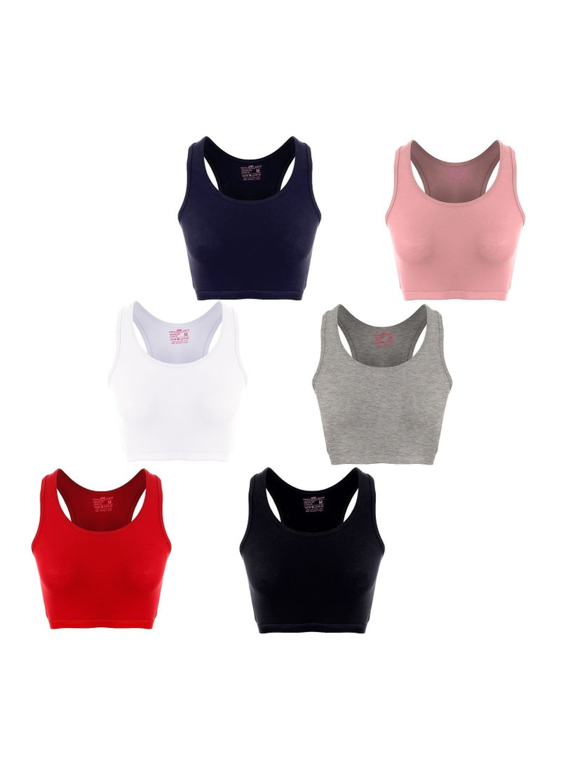 Mesery - Mesery Bundle Of (6) Full Coverage Non-wired Cross Back Sportive Bra - Image 1