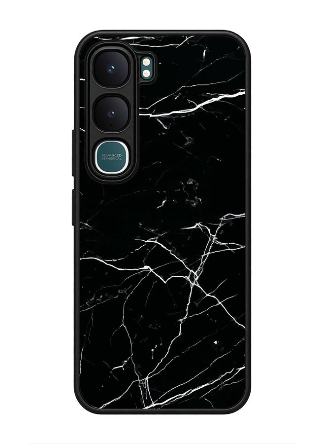 Stylizedd Rugged Case for vivo Y31 5G / Y21d 4G- Slim Fit Hybrid Rubber Cover Marble Print Black