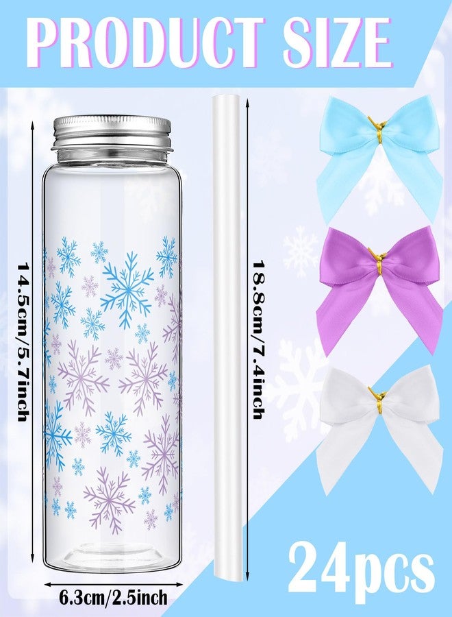 Skylety 24 Pcs Snowflake Birthday Party Favors Blue Purple White Snowflake Plastic Cups Bulk with Lids Straws 13.5 oz Reusable Tumblers for Winter Wonderland Party Gift Favors - Image 2