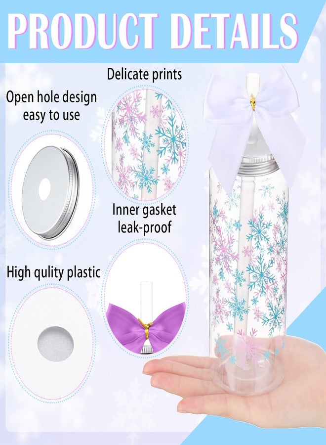 Skylety 24 Pcs Snowflake Birthday Party Favors Blue Purple White Snowflake Plastic Cups Bulk with Lids Straws 13.5 oz Reusable Tumblers for Winter Wonderland Party Gift Favors - Image 3