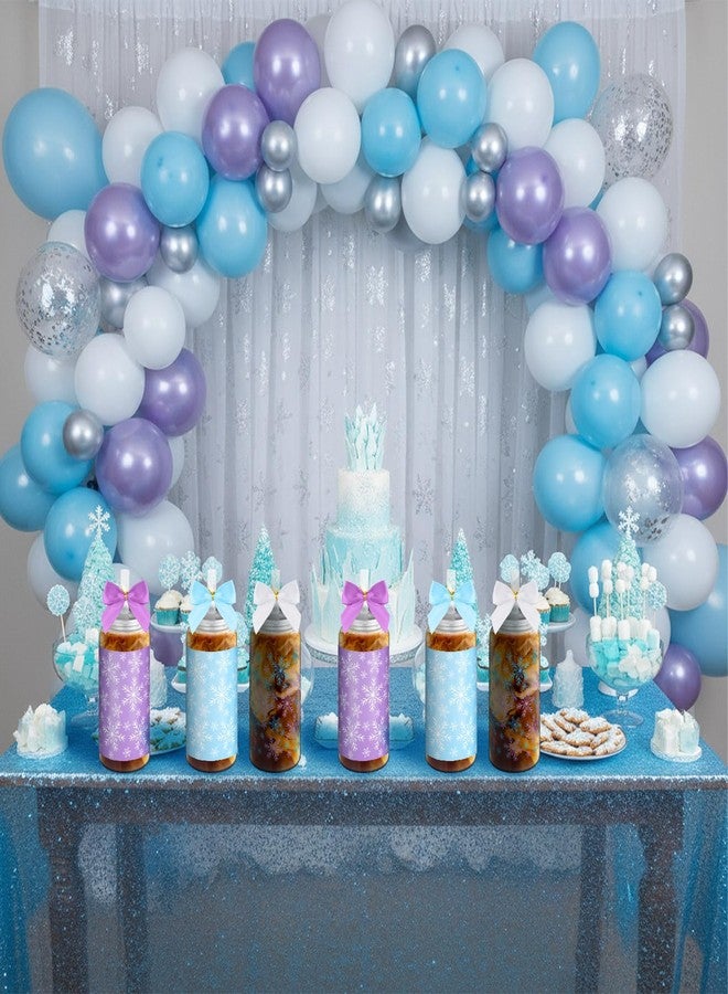 Skylety 24 Pcs Snowflake Birthday Party Favors Blue Purple White Snowflake Plastic Cups Bulk with Lids Straws 13.5 oz Reusable Tumblers for Winter Wonderland Party Gift Favors - Image 4