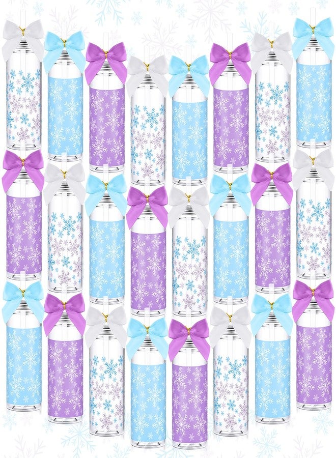 Skylety 24 Pcs Snowflake Birthday Party Favors Blue Purple White Snowflake Plastic Cups Bulk with Lids Straws 13.5 oz Reusable Tumblers for Winter Wonderland Party Gift Favors - Image 1