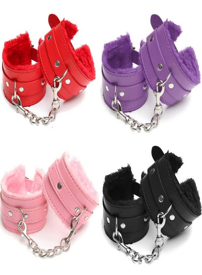 TengRiah Leather Black Pink Ankle Strap Wrist Cuff Fitness Leg Exercise Adjustable Locking Ankle Bracelet Kit Cosplay Cuff Accessories-6 - Image 5