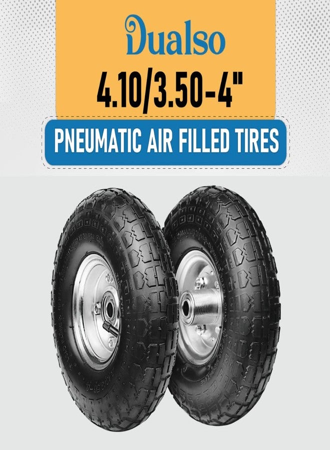 Dualso 10-Inch Replacement Tire and Wheel 4.10/3.50-4" - 10” Pneumatic Utility Tires for Cart, Dolly, Hand Truck, Generator, Lawnmower, Garden Wagon with 5/8” Axle Bore Hole - Double Sealed Bearings (2 pack) - Image 2