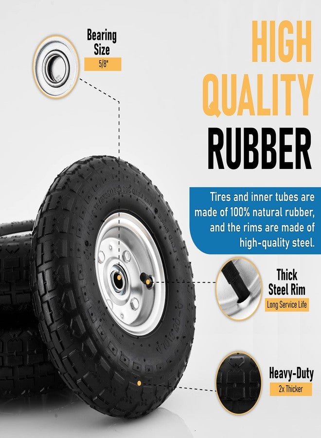 Dualso 10-Inch Replacement Tire and Wheel 4.10/3.50-4" - 10” Pneumatic Utility Tires for Cart, Dolly, Hand Truck, Generator, Lawnmower, Garden Wagon with 5/8” Axle Bore Hole - Double Sealed Bearings (2 pack) - Image 4