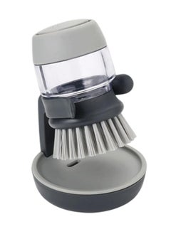 Dish Brush with Soap Dispenser, Palm Scrub Washing Brush for Dishes Pots Sink Cleaning，Grey