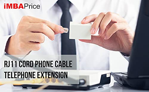 iMBAPrice 50 Feet Long Telephone Extension Cord Phone Cable Line Wire - White - Image 2