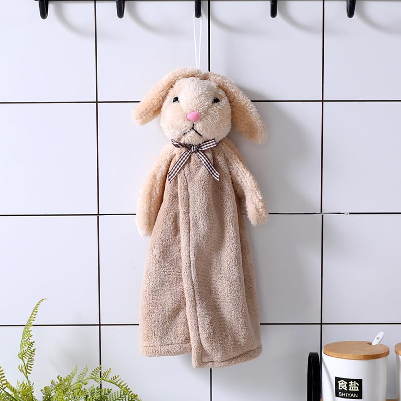 CLUZE Super Soft Rabbit Hanging Hand Towel for Kitchen and Bathroom Absorbent Thick Coral Velvet Hand Towels with Hanging Loop Fast Drying Microfiber (Pack of 3) - Image 3