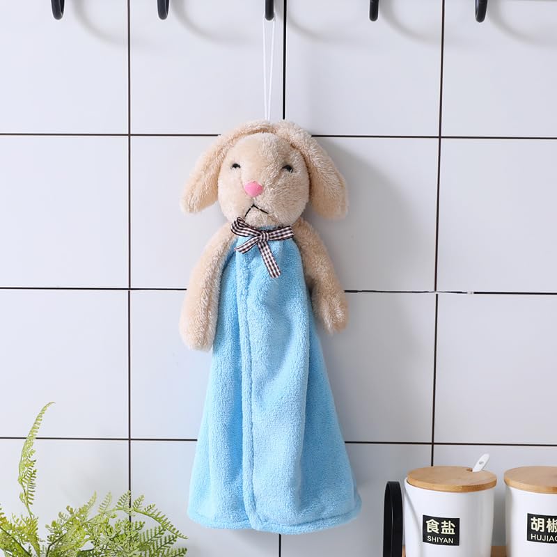 CLUZE Super Soft Rabbit Hanging Hand Towel for Kitchen and Bathroom Absorbent Thick Coral Velvet Hand Towels with Hanging Loop Fast Drying Microfiber (Pack of 3) - Image 4
