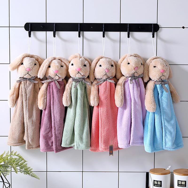 CLUZE Super Soft Rabbit Hanging Hand Towel for Kitchen and Bathroom Absorbent Thick Coral Velvet Hand Towels with Hanging Loop Fast Drying Microfiber (Pack of 3) - Image 1