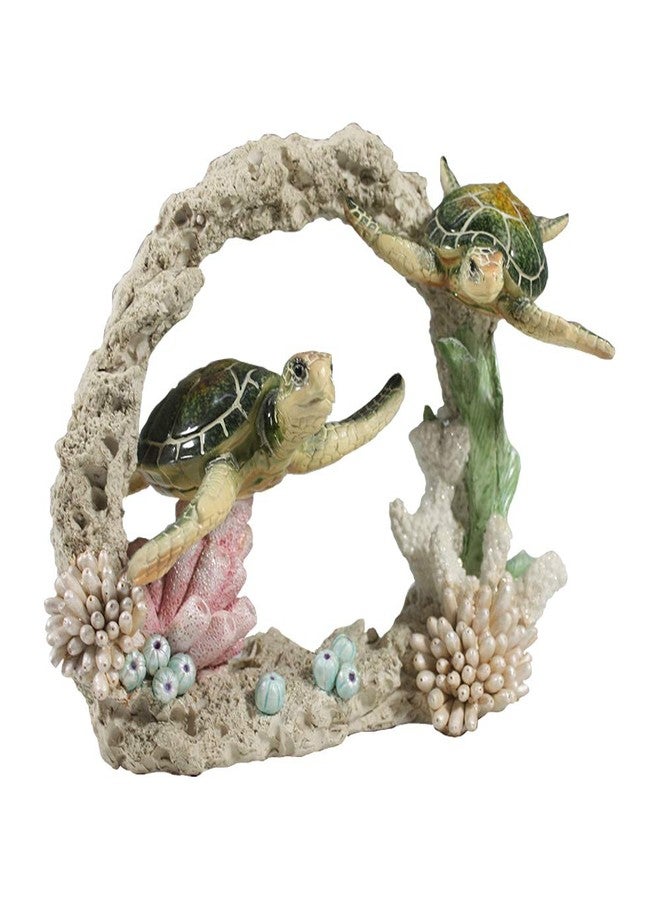 Comfy Hour 9" Sea Turtle Figurine on Coral Reef, Decorative Coastal Sculpture for Home Office Desktop, Artisan Crafted Marine Animal Statue, Ocean Voyage Collection, 1 Unit - Image 2