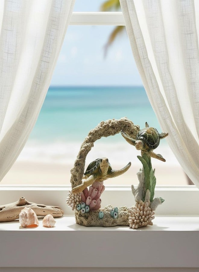 Comfy Hour 9" Sea Turtle Figurine on Coral Reef, Decorative Coastal Sculpture for Home Office Desktop, Artisan Crafted Marine Animal Statue, Ocean Voyage Collection, 1 Unit - Image 5