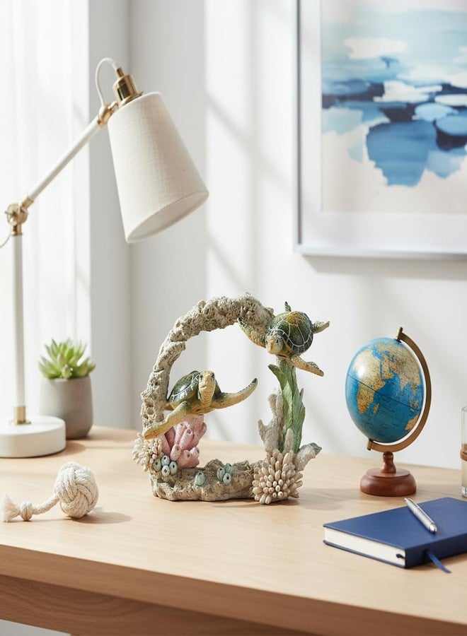 Comfy Hour 9" Sea Turtle Figurine on Coral Reef, Decorative Coastal Sculpture for Home Office Desktop, Artisan Crafted Marine Animal Statue, Ocean Voyage Collection, 1 Unit - Image 4