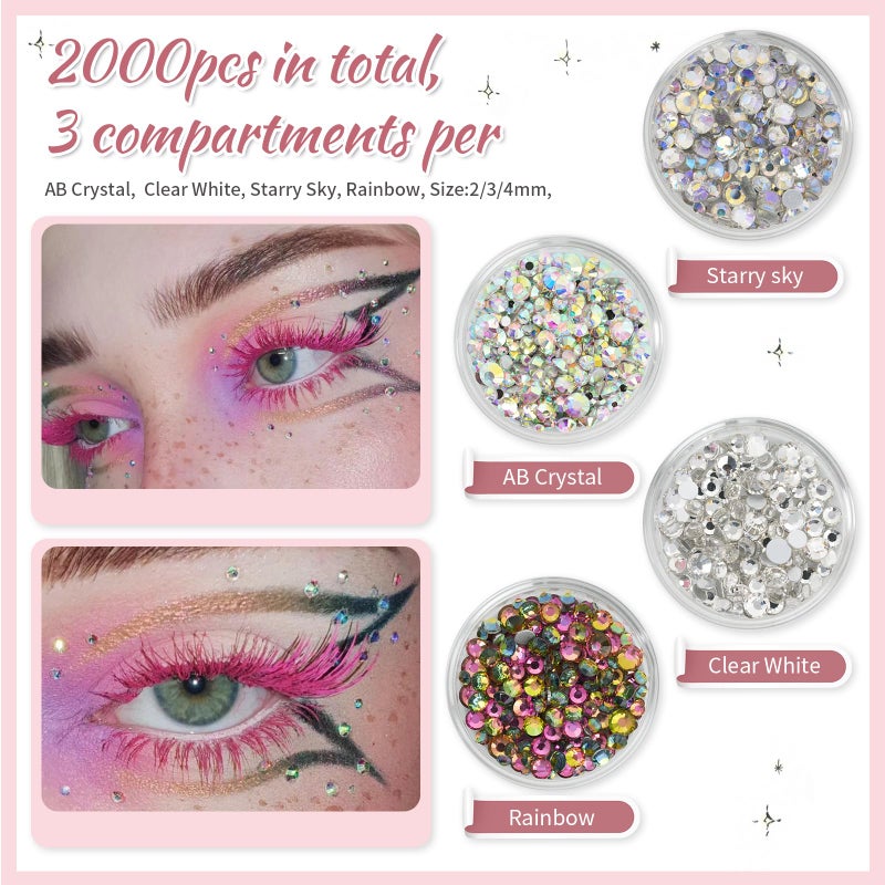 EARLMONI 5200PCS Nail Gems and Charms, AB Crystal Nail Rhinestones with Flatback Nail Pearls, Pick Up Tweezers, Rhinestone Picker Tool, Flat Back Nail Gems for Nail Art, Clothes, Face, Craft - Image 2