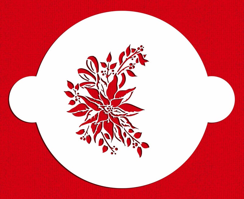 Designer Stencils Poinsettia Spray Cake Stencil Beigesemitransparent - Image 1