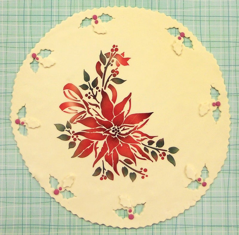 Designer Stencils Poinsettia Spray Cake Stencil Beigesemitransparent - Image 2
