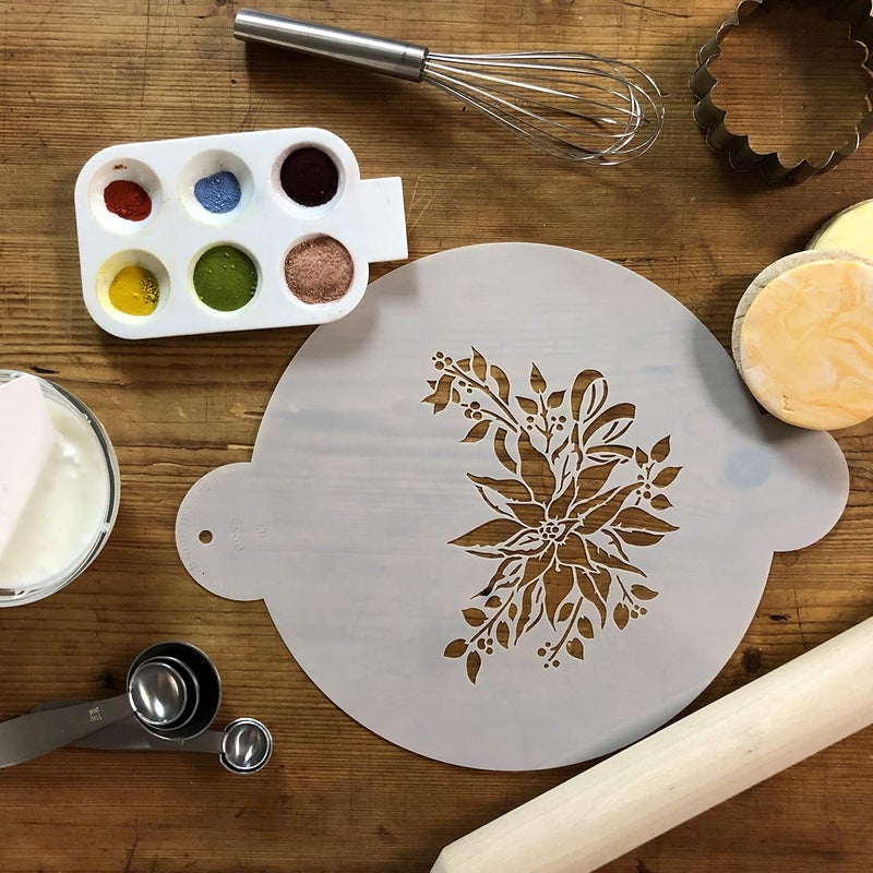 Designer Stencils Poinsettia Spray Cake Stencil Beigesemitransparent - Image 4