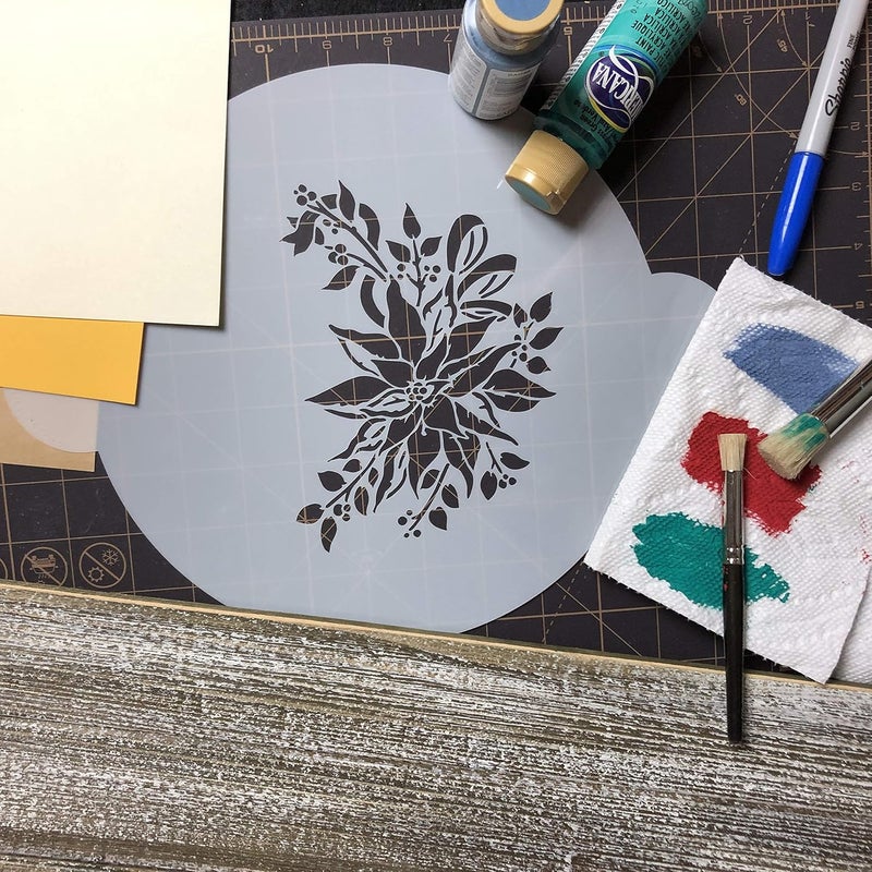 Designer Stencils Poinsettia Spray Cake Stencil Beigesemitransparent - Image 5