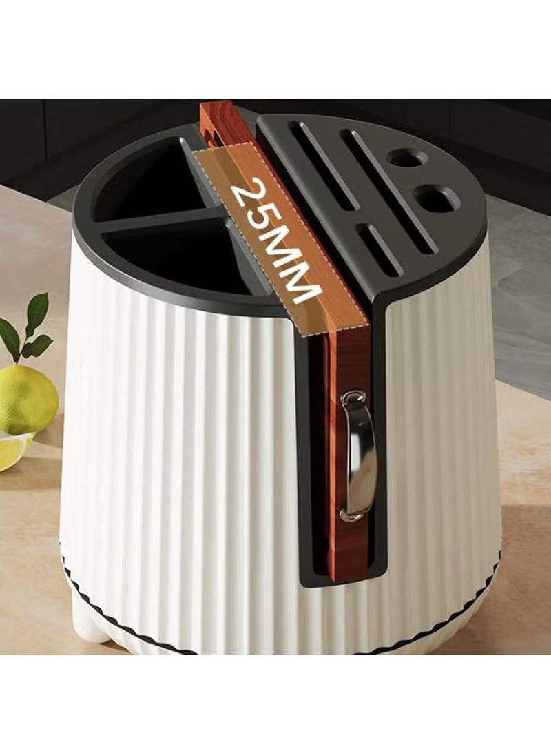 عربست حامل السكاكين، حامل سكاكين يدور بزاوية 360 درجة مع منظم أدوات مطبخ متعدد الوظائف لتخزين عيدان تناول الطعام والسكاكين، برتقالي - Image 2