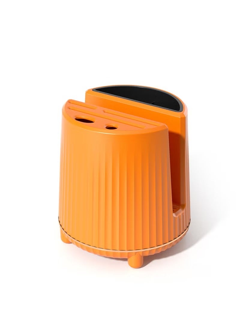 عربست حامل السكاكين، حامل سكاكين يدور بزاوية 360 درجة مع منظم أدوات مطبخ متعدد الوظائف لتخزين عيدان تناول الطعام والسكاكين، برتقالي - Image 3