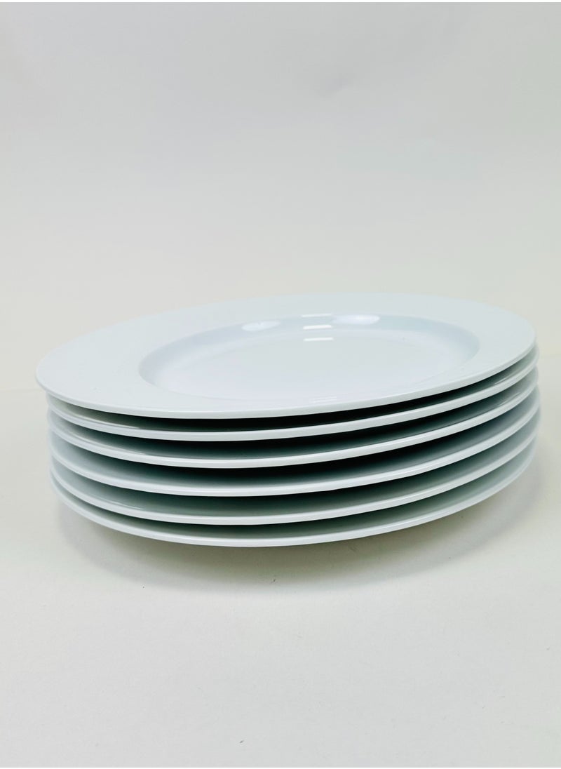 MtjrNet 6 Piece Ceramic Main Dish Set For Everyday Use Medium Weight Elegant White Plate  - Image 4