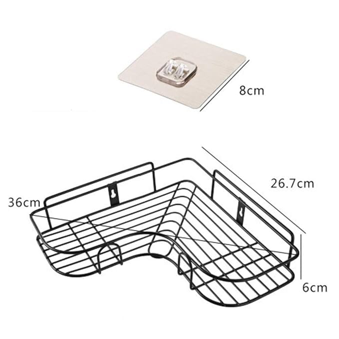 SPARSHMART Bathroom Corner Stand Self Adhesive Wall Mounted Shelves for Bathroom Walls Kitchen Bathroom Organizer Soap Holder Stainless Steel Corner Shelf  - Image 3