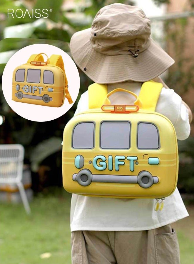رويس حقائب مدرسية لمرحلة ما قبل المدرسة ورياض الأطفال، حقيبة ظهر لطيفة للأطفال الصغار والبنات، بتصميم كرتوني على شكل سيارة وحافلة وحقيبة ظهر للصفوف المتوسطة والصغيرة، باللون الأصفر - Image 1