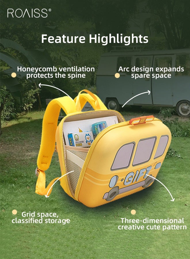 رويس حقائب مدرسية لمرحلة ما قبل المدرسة ورياض الأطفال، حقيبة ظهر لطيفة للأطفال الصغار والبنات، بتصميم كرتوني على شكل سيارة وحافلة وحقيبة ظهر للصفوف المتوسطة والصغيرة، باللون الأصفر - Image 4