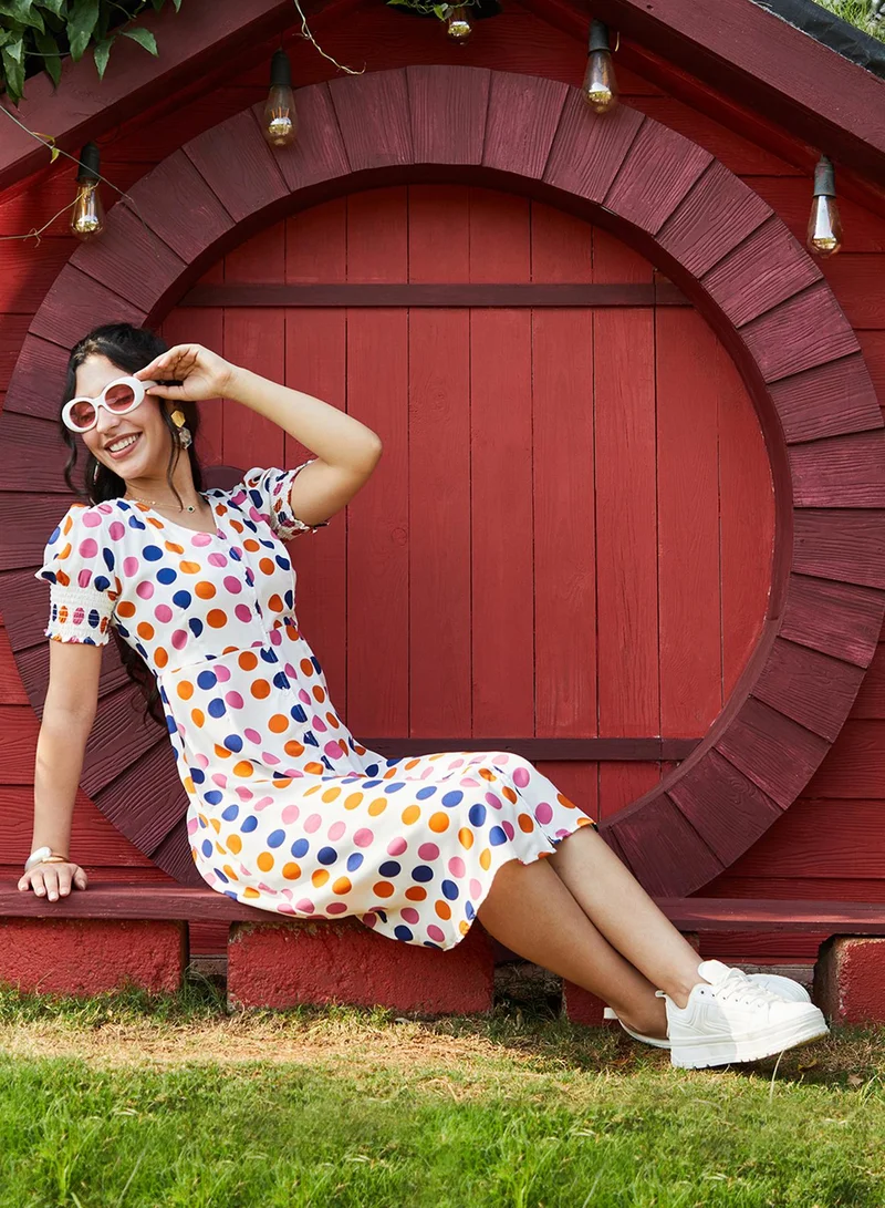 PINACOLADA Polka Dot Midi Dress