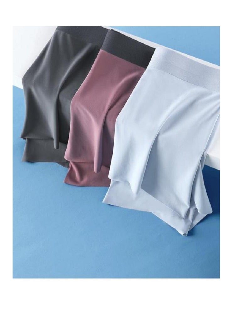 Generic - 3Pcs Traceless Breathable Ice Silk Cool Underwear Trunks High-end Boxer Briefs for Men. - Image 1