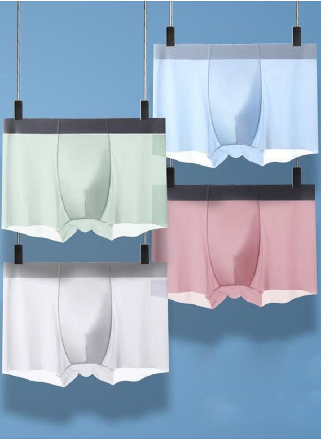 Generic - 3Pcs Traceless Breathable Ice Silk Cool Underwear Trunks High-end Boxer Briefs for Men. - Image 1