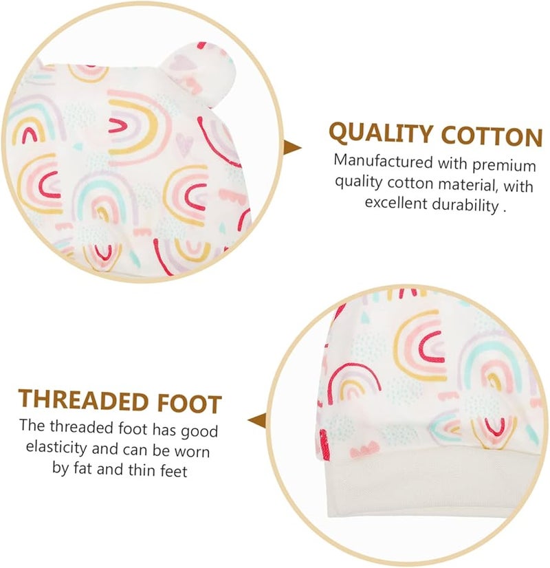 طقم شتوي لحديثي الولادة: قبعة قطنية وقفازات وأغطية أقدام مع واقي من الخدش - Image 5