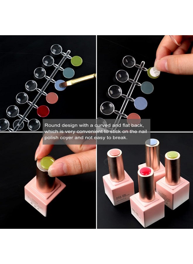 heemeei 120 Pcs Round False Nail Display Tips Clear Nail Art Color Display Chart Nail Swatch Sticks With Adhesive Sticker For Nail Training Practicing Color Displaying…… - Image 3
