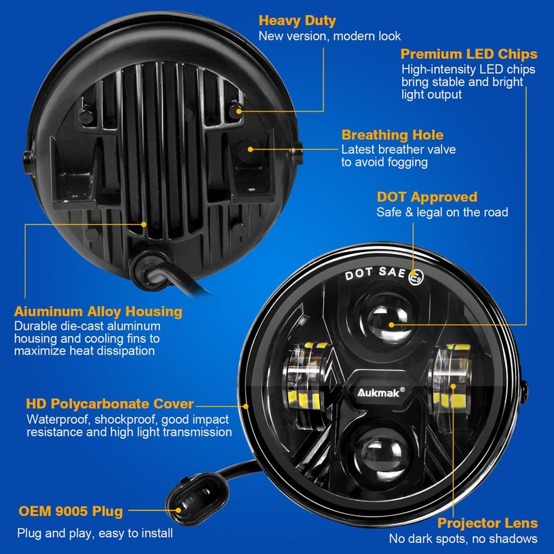 Aukmak مجموعة مصابيح الضباب LED العنبر المحسّنة متوافقة مع فورد F150 2006 2007 2008 2009 2010 2011 2012 2013 2014 ملحقات لفورد F150 2006-2014 - Image 3