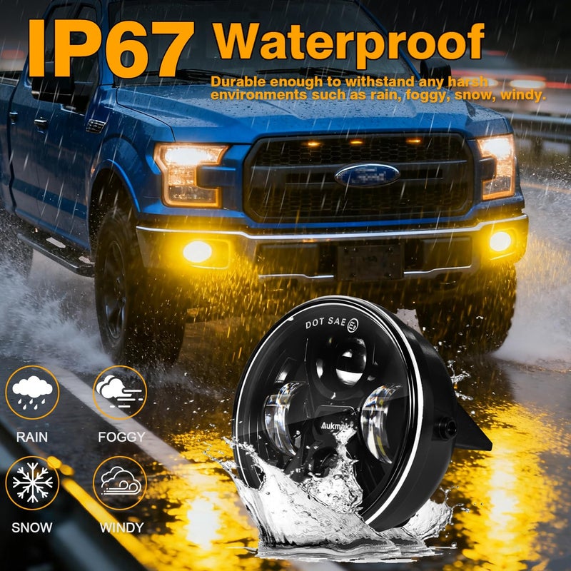 Aukmak مجموعة مصابيح الضباب LED العنبر المحسّنة متوافقة مع فورد F150 2006 2007 2008 2009 2010 2011 2012 2013 2014 ملحقات لفورد F150 2006-2014 - Image 5