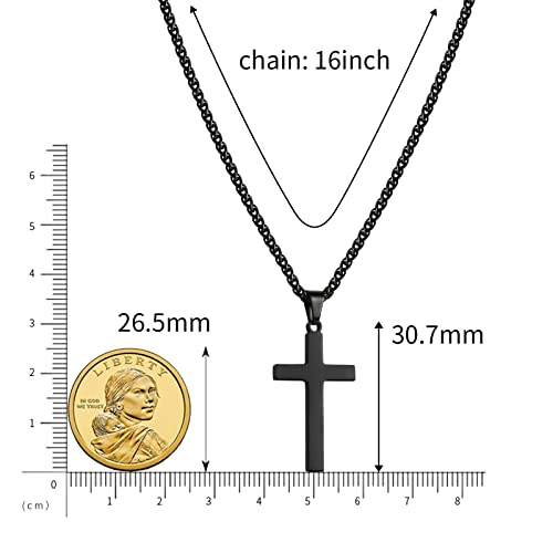 RS Black Cross Necklace for Men Boys Stainless Steel Pendant Chain Religious Christian Baptism Catholic Confirmation Jewelry Gifts Teen Teenage Son Him - Image 5