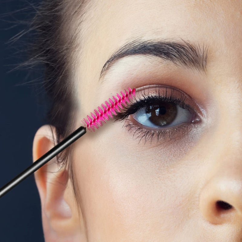 Queen Scepter 200Pcs Disposable Eyelash Wands Mascara Brushes Eyebrow Brush Lash Extension Combs Applicator Makeup Brush Rose red - Image 3