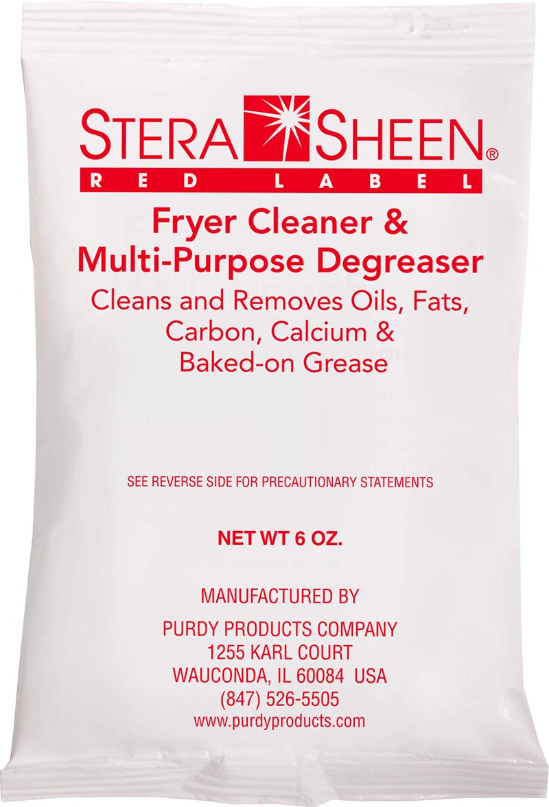Stera Sheen Fryer Cleaner, 24 x 6 oz. Pkts, Stera Red Label Food Grade Fryer Cleaning Powder, Fryer Boil Out, Easy Use Portion Packets - Image 1