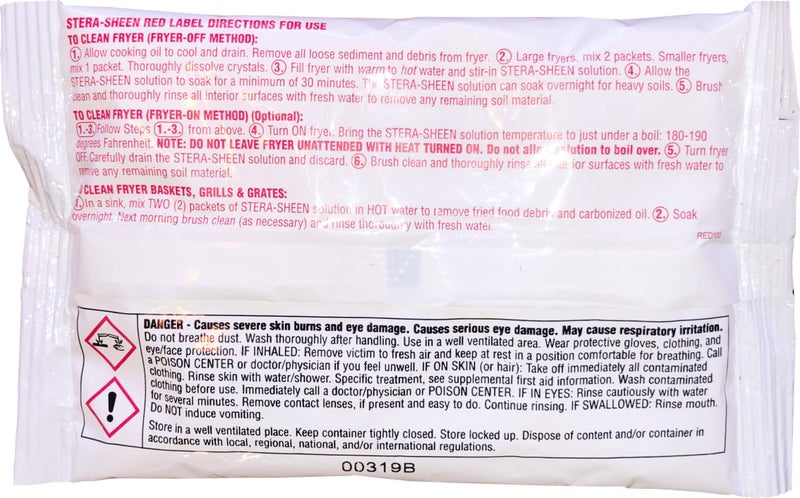Stera Sheen Fryer Cleaner, 24 x 6 oz. Pkts, Stera Red Label Food Grade Fryer Cleaning Powder, Fryer Boil Out, Easy Use Portion Packets - Image 3