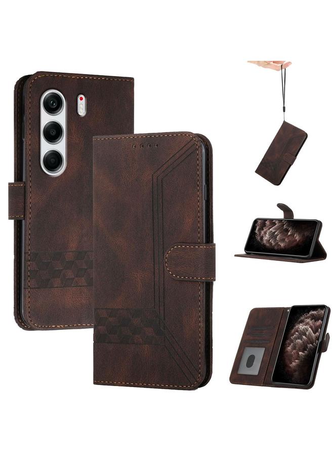 erorex Case For Tecno Camon 40 Pro 4G Cubic Skin Feel Flip Leather Phone Case - Image 1