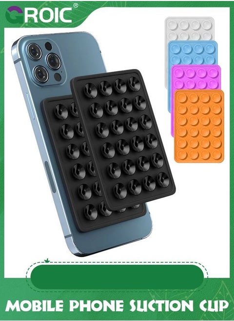 5 Sets Suction Phone Case Mount, Silicon Adhesive Phone Accessory for iPhone and Android, Hands-Free Fidget Toy Mirror Shower Phone Holder, Tiktok Videos and Selfies