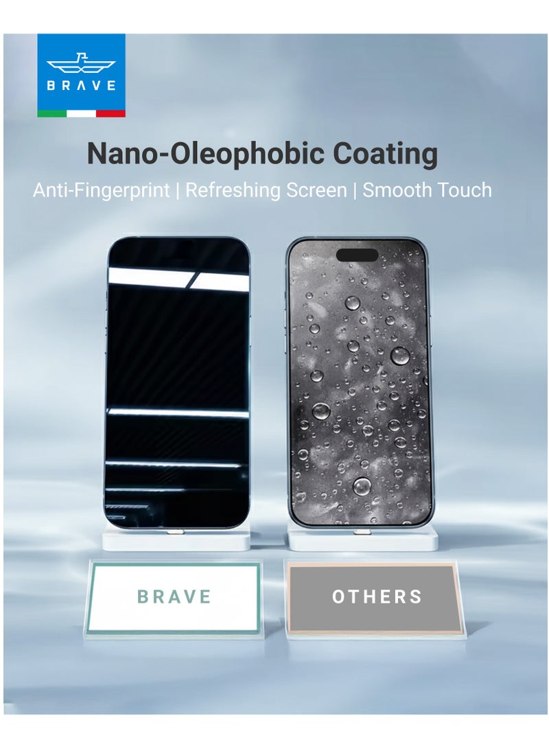 Brave iPhone 17 Pro Max HD Tempered Glass Screen Protector - Edge-to-Edge Full Coverage for Complete Protection, HD Clear Display, 9H Hardness Scratch Resistant, Anti-Fingerprint & Smudge-Free, Smooth Touch, Face ID Compatible, Bubble-Free Installation with Tray, Slim, Durable & Case Friendly Design (Clear) - Image 3