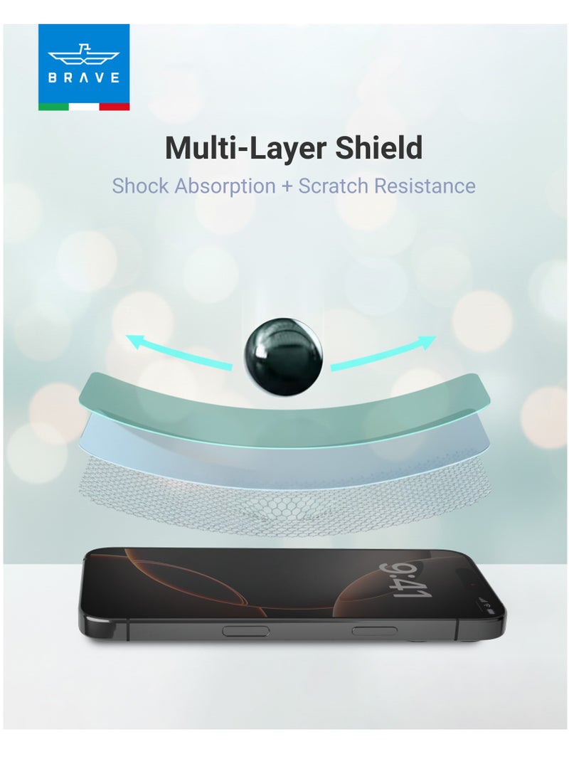 Brave iPhone 17 Pro Max HD Tempered Glass Screen Protector - Edge-to-Edge Full Coverage for Complete Protection, HD Clear Display, 9H Hardness Scratch Resistant, Anti-Fingerprint & Smudge-Free, Smooth Touch, Face ID Compatible, Bubble-Free Installation with Tray, Slim, Durable & Case Friendly Design (Clear) - Image 5