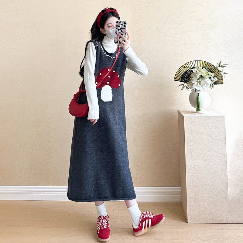 Maternity Elegant Autumn Set Mushroom Dress suit  - Image 1