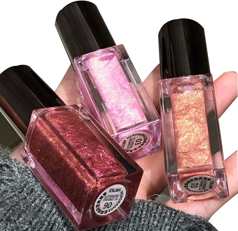 3Pcs Glitter Liquid Lipstick Set Sparkly Shimmer Lip Makeup Moisturizing Lip Gloss with HighShine Glimmer Mirror Finish Long Lasting Waterproof and High Pigmented