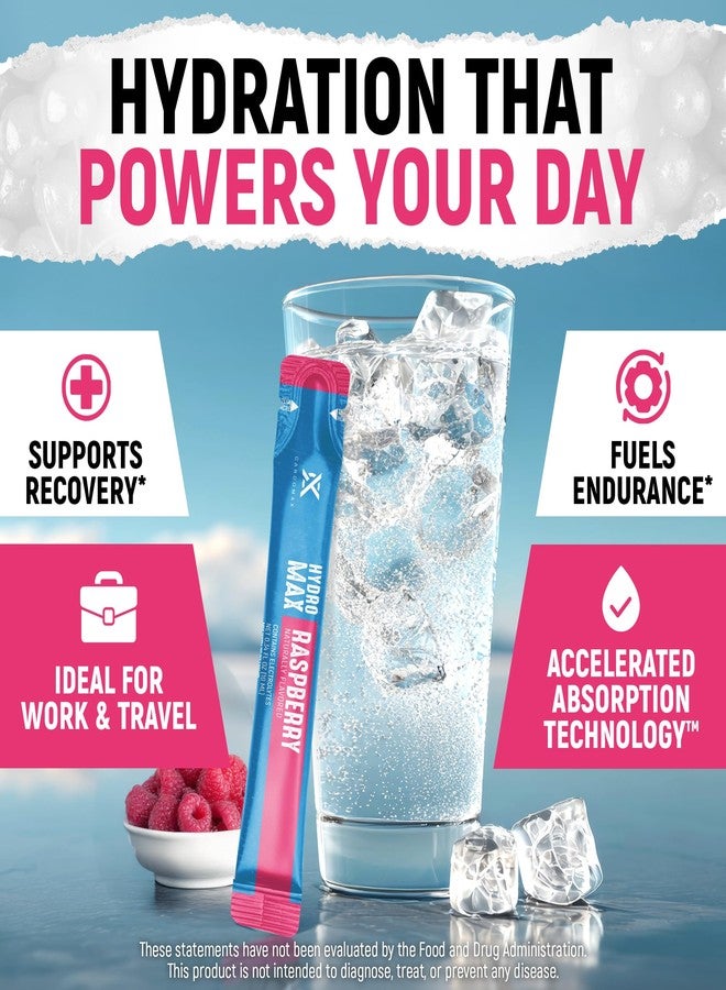 CardoMax Hydration Packets - Hydromax Electrolyte Drink Mix Packets with Sodium, Magnesium, & Potassium - Vegan & Keto-Friendly, Electrolyte Drink Mix - 15 Liquid Hydration Sticks, Raspberry - Image 3