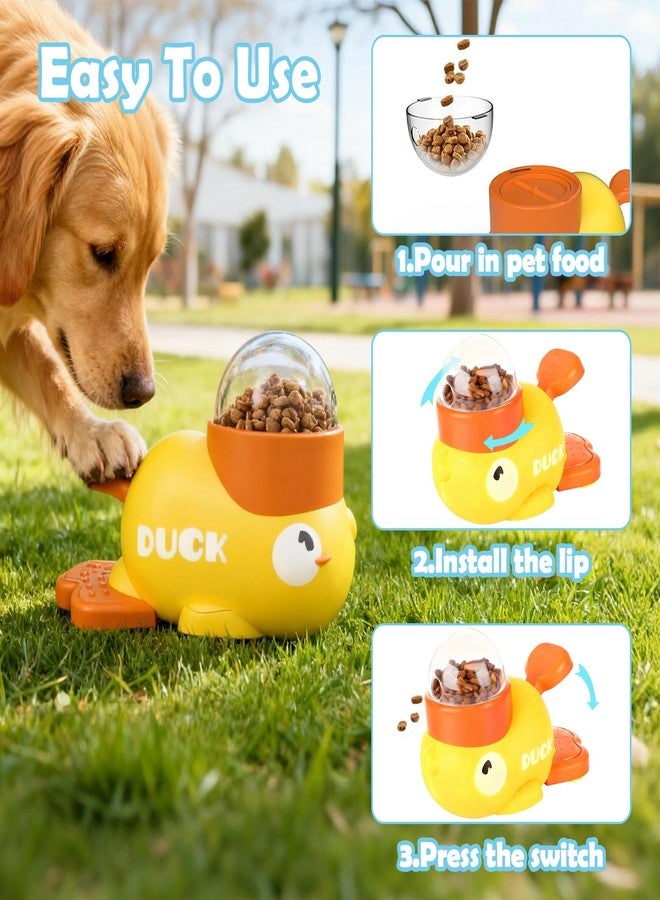 Dolcety 2 in 1 Dog Interactive Treat Dispenser Toy - Durable Food Puzzle Slow Feeder, Duck Shape Enrichment Toys with Button, Mentally Stimulating Toys for Dogs/Cats/Pets - Image 4