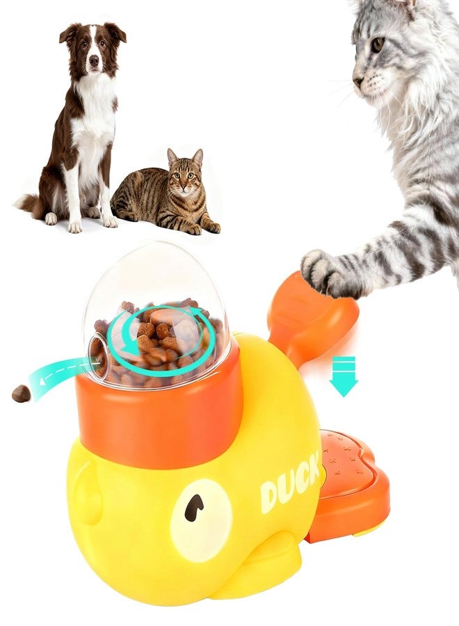 Dolcety 2 in 1 Dog Interactive Treat Dispenser Toy - Durable Food Puzzle Slow Feeder, Duck Shape Enrichment Toys with Button, Mentally Stimulating Toys for Dogs/Cats/Pets - Image 1
